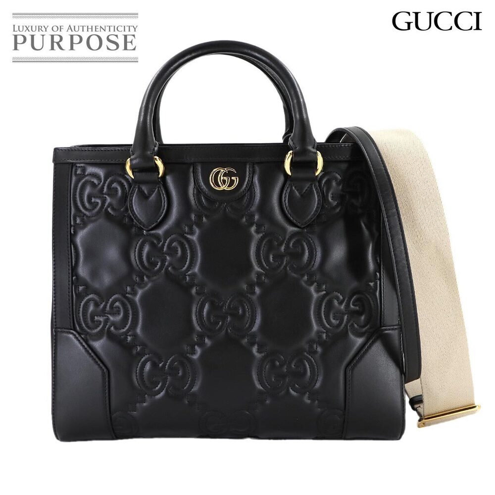 Gucci GG Matelasse Hand Shoulder Bag Leather Black